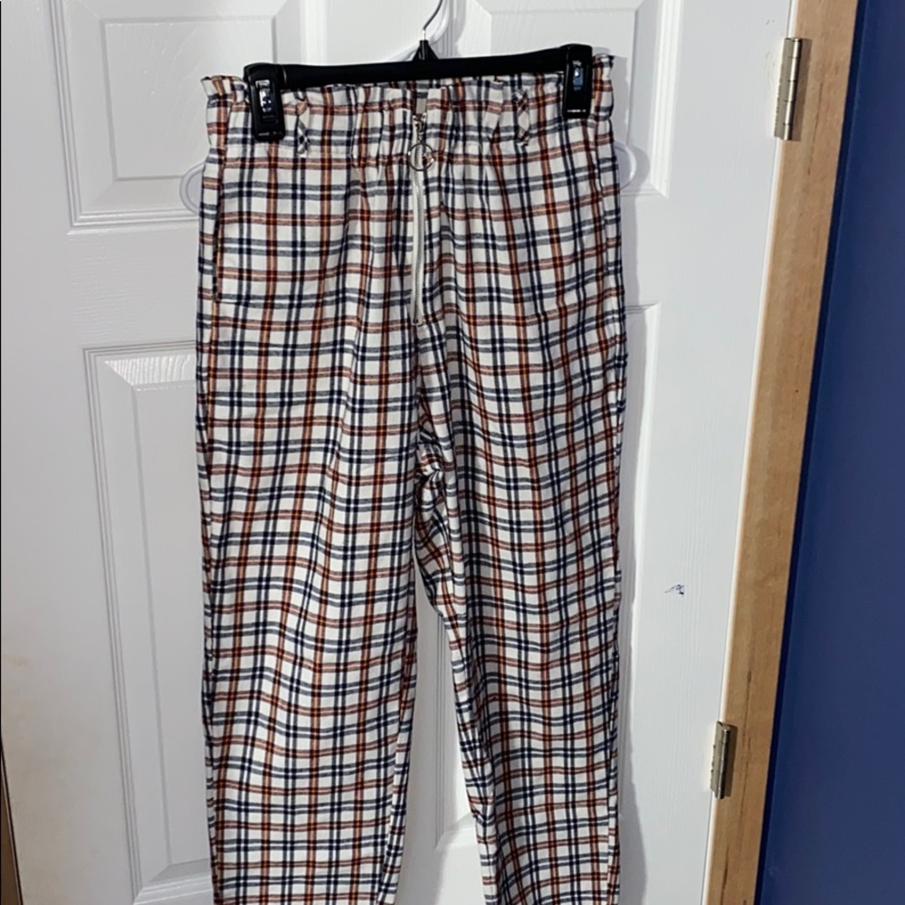 Zip plaid pants